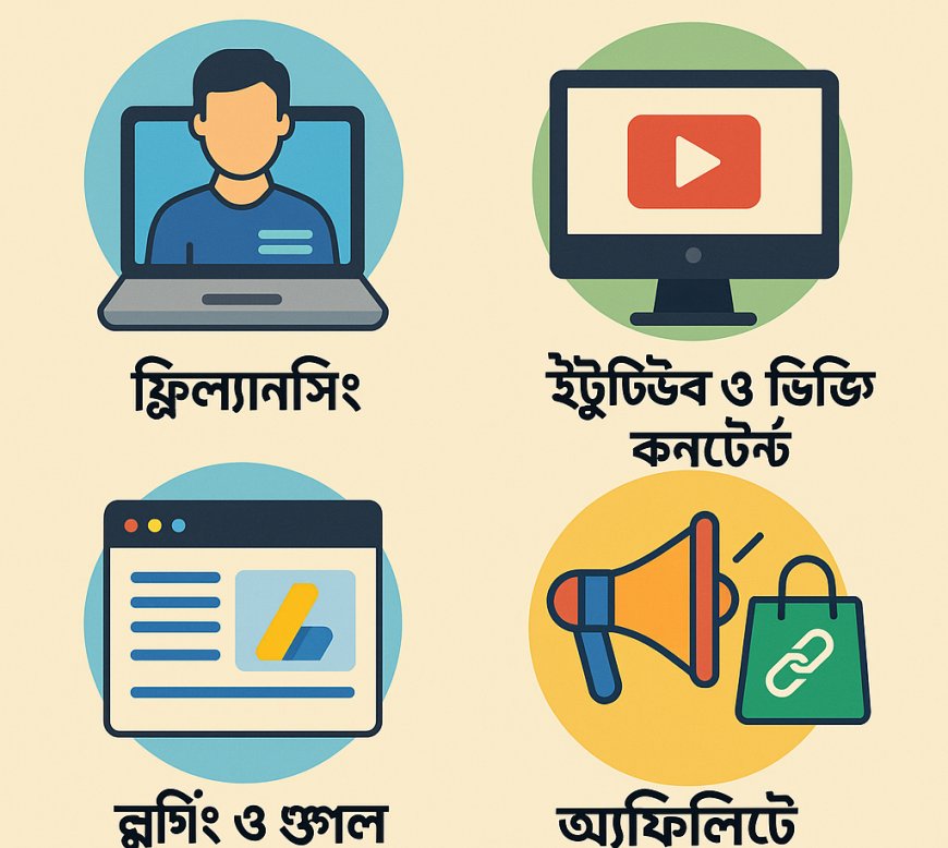 অনলাইনে আয়ের বেশ কয়েকটি জনপ্রিয় মাধ্যম রয়েছে